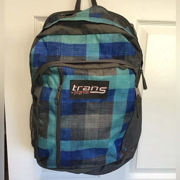 Jansport Trans Back Pack Multi Color Blue Green Grey Nice - Picture 1 of 4